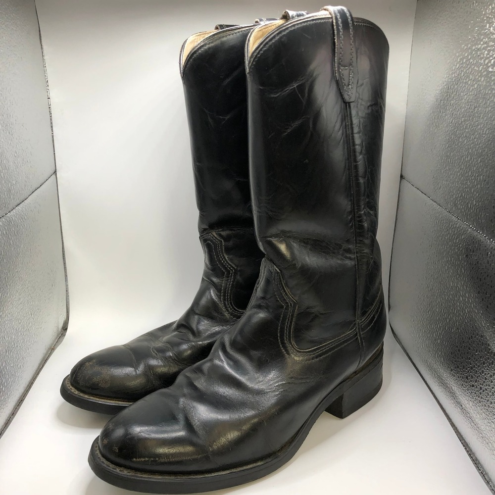 Acme Mens Black Leather Western Cowboy Boots 9090 Made in USA Size 9.5 D